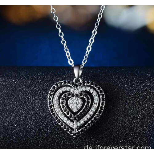 925 Silber Anhänger Pave Heart Charm